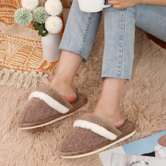 Women's Coffee Cozy Comfy Memory Foam Slippers Slip-On Indoor House Shoes - Picture 4 of 6